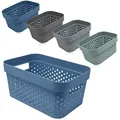 Produktbild: com-four® 5-teiliges Aufbewahrungskorb-Set - Deko-Körbe - Kunststoffboxen für Kosmetik, Spielzeug und Haushaltsprodukte - stapelbare Organizer [... - Hellgrau/Dunkelgrau/Blau/Grün