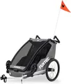 Produktbild: FUXTEC Fahrradanhänger FX-FA1 Sportfux - 2 Sitzplätze | Hecktasche mit Reflektoren | Schiebegriff | Regen- und Sonnenschutz | faltbar | grau Grau