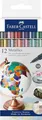 Produktbild: Faber-Castell 160713 - Metallics Marker mit Faserspitze, 1,5 mm Strichstärke, für viele Oberflächen geeignet, Metralliceffekt, 12er Set