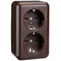 Produktbild: Elso 395402 Steckdose 2-fach, 16 A, mit Schraubklemme, Contura, braun glänzend