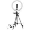 Produktbild: 52103 - Stativ Alpha 1000 Bt Vlogging Kit Mit Led-ringlicht Und Bluetooth-auslöser (auszugshöhe 134 Cm, Mit 3-wege-kopf, Max. Belastung 1 Kg, Gewicht 750 G), Silber - Cullmann