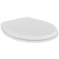 Produktbild: Ideal Standard Multi Suites WC-Sitz, Universelle ovale Form, Langlebiger Toilettensitz, inklusive Scharnierset für eine einfache Montage, aus robustem Duroplast – Weiß (370x440x45 mm)