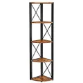 Produktbild: VASAGLE Eckregal mit 5 Ebenen, 160 cm hoch, Bücherregal, Standregal, Aufbewahrungsregal, für Wohnzimmer, Bad, Küche, Flur, einfache Montage, vintagebraun-schwarz LLS805B01