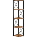 Produktbild: Vasagle Bücherregal LLS805B01, schwarz / vintage braun, Eckregal aus Metall / Holz, 5 Ebenen, 30 x 160 x 30cm