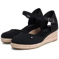 Produktbild: Tommy Hilfiger MID WEDGE ESPAD CLOSED TOE Keilsandalette Plateau, Sommerschuh mit verstellbarer Schnalle, schmale Form schwarz 41 EU