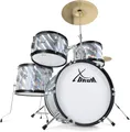 Produktbild: XDrum Junior Pro Kinder Schlagzeug Laser Silver - geeignet von 5-9 Jahren - Drumset mit komplettem Zubehör - inkl. Schule - Silber
