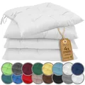 Produktbild: NatureMark 4er Set Stuhlkissen mit Bändern 40x40 cm – Gefüllte Sitzkissen, Outdoor & Indoor – Weiß