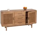 Produktbild: Sideboard MCW-M47, Schrank Kommode Highboard, Staufächer Schublade, Rattan Akazie Massiv-Holz gebeizt 83x160x45cm 47kg