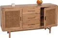 Produktbild: Sideboard MCW-M47, Schrank Kommode Highboard, Staufächer Schublade, Rattan Akazie Massiv-Holz gebeizt 83x160x45cm 47kg