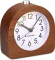 Produktbild: Navaris Retro Tischuhr aus Holz - Holz Wecker analog ohne ticken - Analoger Wecker ohne ticken mit Snooze - Standuhr klein analog - Table Clock -