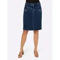 Produktbild: Jeansrock HEINE, Damen, Gr. 46, blau (blau, stone, washed), 98% Baumwolle, 2% Elasthan, unifarben, kurz, Röcke Jeansrock