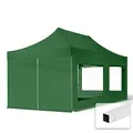 Produktbild: TOOLPORT 3x6m Faltpavillon Pavillon Partyzelt Gazebo Stahl 30mm, 4 Seitenteile, Panoramafenster, grün