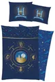 Produktbild: Harry Potter Bettwäsche Sternenbild Blau 135 x 200 + 80 x 80 cm 100% Baumwolle Biber-Flanell-Qualität Gryffindor Hufflepuff Ravenclaw Slytherin Hedwig Hogwarts mit Reißverschluss deutsche Größe