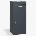 Produktbild: osoltus Paketbox Briefkasten 90 x 40 x 40 cm stahlverzinkt und lackiert anthrazit | Standbriefkasten freistehende mit getrenntem Zeitungsfach und Paketklappe wasserdicht und wetterfest