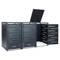 Produktbild: Zelsius Edelstahl Mülltonnenbox 3er für 3 Mülltonnen | 120-240 Liter | Anthrazit RAL 7016 | inkl. Erweiterungsmöglichkeit | Müllbox, Müllhaus, Mülltonnenhäusschen, Mülleimerboxen