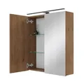 Produktbild: Planetmöbel ARIA Spiegelschrank Bad mit Beleuchtung 60 cm breit | Badschrank hängend mit Spiegel | Gold Eiche, mit Leuchte und Steckdose, Spiegelschrank Gäste WC 60 x 70 x 16 cm