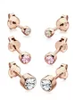 Produktbild: Ohrringe Damen 3er Set Basic Kristalle in 925 Sterling Silber Rosé vergoldet