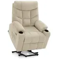 Produktbild: M MCombo Fernsehsessel mit Aufstehhilfe Elektrisch, Sessel mit Aufstehhilfe,  fSeniorensessel für Wohnzimmer, mit USB 7286 (Stoff, Beige) - Beige
