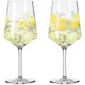 Produktbild: Ritzenhoff Spritzerglas Sommertau, Gelb, Grün, Lila, Glas, 2-teilig, 544 ml, 9.3x22.5x9.3 cm, Fsc, Made in Germany, Essen & Trinken, Gläser, Weingläser, Weißweingläser