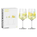 Produktbild: RITZENHOFF 2931020 Aperitifglas 500 ml - Serie Sommertau - für Spritz oder Schorle - Motiv Zitrone- Made in Germany, Grün, Gelb, Weiß