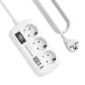 Produktbild: 3 Fach Steckdose mit Überspannungsschutz Mehrfachsteckdose 4 USB(2 USB-C)
