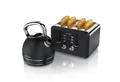 Produktbild: Arendo Frühstücks-Set Edelstahl Wasserkocher 1,7l, 4-Scheiben Kurzschlitz Toaster, schwarz (2-tlg), Frühstücksset, Wasserkocher Retro, Toaster Vintage, 2 Rösteinheiten