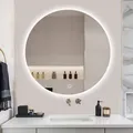 Produktbild: SensaHome – Runder Badezimmerspiegel ohne Rahmen mit LED-Beleuchtung – dimmbar – Wandspiegel – 60 cm - Transparent