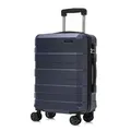 Produktbild: Koffer Trolley Reisekoffer Suitcase, Rollkoffer Handgepäck ,mit 4 Rollen360°, Hartschalenreisekoffer, Zahlenschloss, Weicher Gummigriff(L, Dunkelblau)