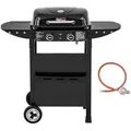 Produktbild: Royal Gourmet - 2-Brenner Gasgrill und Griddle Combo, 2 in 1 Grillwagen mit abklappbare Seitenablagen, Ablagekorb, 5 kW Campinggrill für Garten