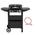 Produktbild: Royal Gourmet 2-Brenner Gasgrill und Griddle Combo, 2 IN 1 Grillwagen mit abklappbare Seitenablagen, Ablagekorb, 5 kW Campinggrill für Garten Schwarz