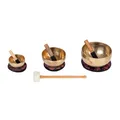 Produktbild: Bodhi Tibetische Klangschalen Ø 11 + 15 + 19 cm | Handgefertigtes Klangschalen Set inkl. Kissen & Klöppel | Singing Bowls aus Indien | Ideal als spirituelles Geschenk | Meditationszubehör aus Bronze