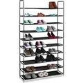 Produktbild: Relaxdays - Schuhregal Stoff, hbt: 175,5x100x29 cm, für 50 Paar Schuhe, 10 Etagen, Stecksystem, xxl Schuhgestell, schwarz