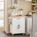 Produktbild: SoBuy FKW119-WN Küchenwagen mit Rollen Servierwagen mit Arbeitsplatte Rollwagen Küche Kücheninsel Küchenschrank Weiß-Natur BHT ca. 74,5x91x45,5cm