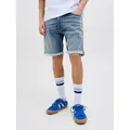 Produktbild: Jack & Jones Shorts JJIRICK mit Aufschlag und Knopfverschluss für den Sommer unifarben, regular fit, Web, Five-Pocket-Stil, elastisch blau M