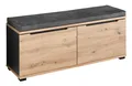 Produktbild: Garderobenbank Schuhbank Sitzbank Eiche graphit inkl. kissen B 120 cm