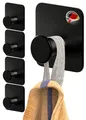 Produktbild: 4smile Handtuchhalter ohne Bohren - 5 Stück Handtuchhaken Bad, schwarze Klebehaken modern, stilvoll - Haken selbstklebend extra-stark mit 3M-Klebe-Pads, Wandhaken