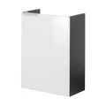 Produktbild: FACKELMANN Kara Waschbeckenunterschrank schmal – Unterschrank für Waschtisch im Gäste-WC (44 cm x 60 cm x 24,3 cm) – Tür rechts – SBC Badezimmerschrank hängend in Anthrazit Hochglanz/Weiß Hochglanz