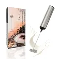 Produktbild: LUNARIA Elektrischer Milchaufschäumer Stab – Akku & USB – Handheld Milchschäumer Quirl Rührstab für Cappuccino, Latte Macchiato, Matcha Latte & Küche (Silber)