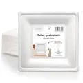 Produktbild: wisefood Zuckerrohr Teller - 50 Stück Bagasse Einwegteller quadratisch 16cm - Einmal Pappteller ideal als Partyteller oder Speiseteller - Nachhaltiges Einwegeschirr ohne PLA/PE