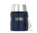 Produktbild: Thermos Stainless King Thermobehälter für Essen blau 0,47l - Edelstahl, absolut dicht, hält Speisen 9h heiß & 14h kalt, mit klappbarem Löffel, BPA-frei