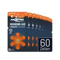 Produktbild: ANSMANN Hörgerätebatterien Typ 13 orange P13 PR48 ZL2, 60 Stück, German Quality Check, Vorratspack, Batterien für Hörgeräte & Hörhilfen, leicht greifbar