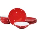 Produktbild: Creatable Tafelservice Polka Dots bunt, Rot, Weiß, Keramik, 12-teilig, lebensmittelecht, stapelbar, Essen & Trinken, Geschirr, Geschirr-Sets, Tafelservice
