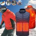 Produktbild: Herren Beheizbare Weste Winter Beheizte mit 4 Heizbereiche USB Elektrische für Outdoor Skifahren Heizweste-Blau-XL - Blau - XL
