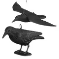 Produktbild: 2x Taubenschreck Krähe, Dekofigur als Vogelscheuche, stehende und fliegende Figur für Taubenabwehr, Gartenfigur, schwarz