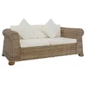 Produktbild: vidaXL 2-Sitzer-Sofa mit Kissen Natur Rattan