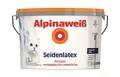 Produktbild: Alpinaweiß Seidenlatex in weißer Seidenglanz-Optik – strapazierfähige und atmungsaktive Wandfarbe – ergiebig, gut deckend & reinigungsfähig – 5 Liter