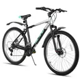 Produktbild: Hiland 26-Zoll-Herren-Mountainbike, 18-Gang, Federgabel, leichter Aluminiumrahmen, doppelte mechanische Scheibenbremsen, MTB Fahrrad für Erwachsene