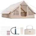 Produktbild: VEVOR Aufblasbare Zelte für Camping 4x3x2 m, 5–8 Personen, 300D Oxford Glamping-Zelt Handpumpe 2 Türen & 4 Netzfenstern. - Beige