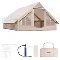 Produktbild: VEVOR Aufblasbare Zelte für Camping 4x3x2 m, 5_8 Personen, 300D Oxford Glamping-Zelt mit Ofenanschluss, Handpumpe 2 Türen & 4 Netzfenstern, inkl. Au