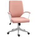 Produktbild: Vinsetto Bürostuhl Schreibtischstuhl Home-Office-Stuhl mit Wippenfunktion Rückenlehne höhenverstellbarer dick gepolstert ergonomisch 360°-Drehräder Polyester Nylon PP Rosa+Weiß 62x69x92-100 cm
